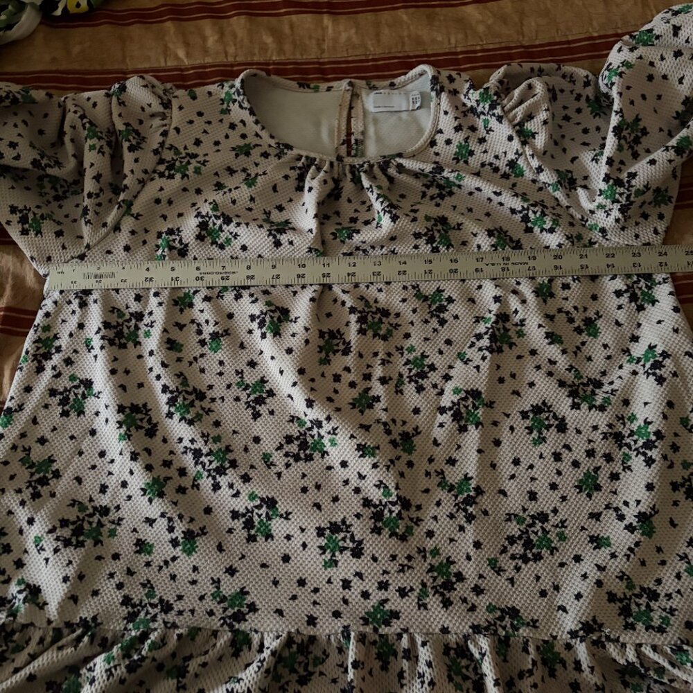 ASOS Design Floral Dress Size 14 3/4 Sleeves Textured Crepe - Picture 3 of 10